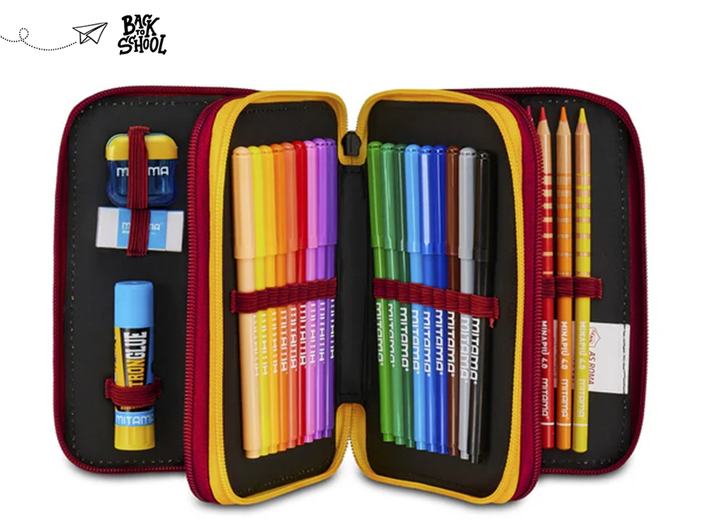 ROMA ASTUCCIO COMPLETO 3 ZIP, ROSSO | Ellepiu