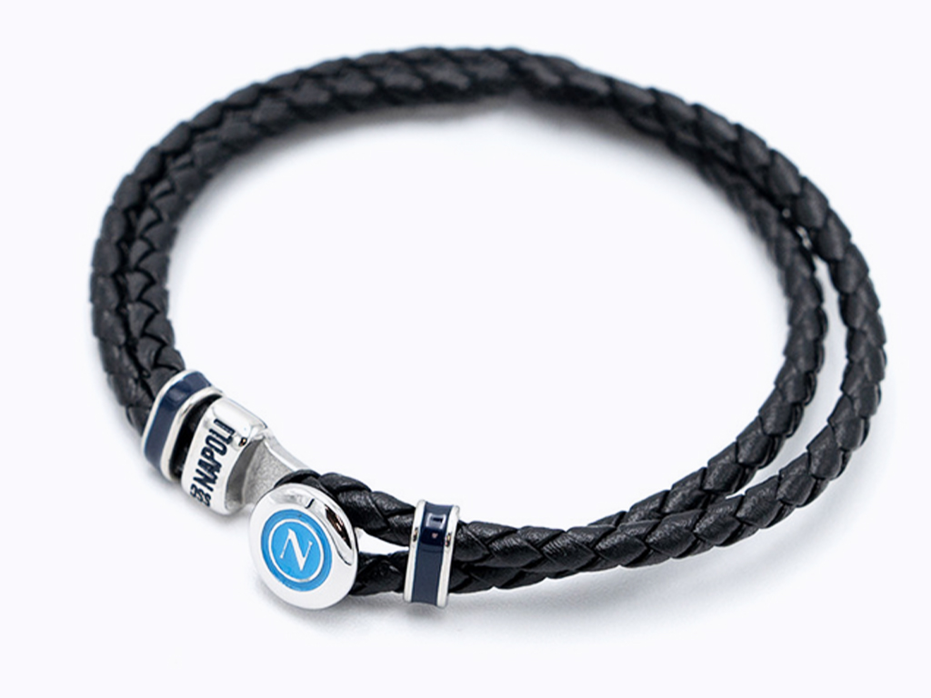 NAPOLI BRACCIALE CUOIO E ACCIAIO, LOGO | Ellepiu