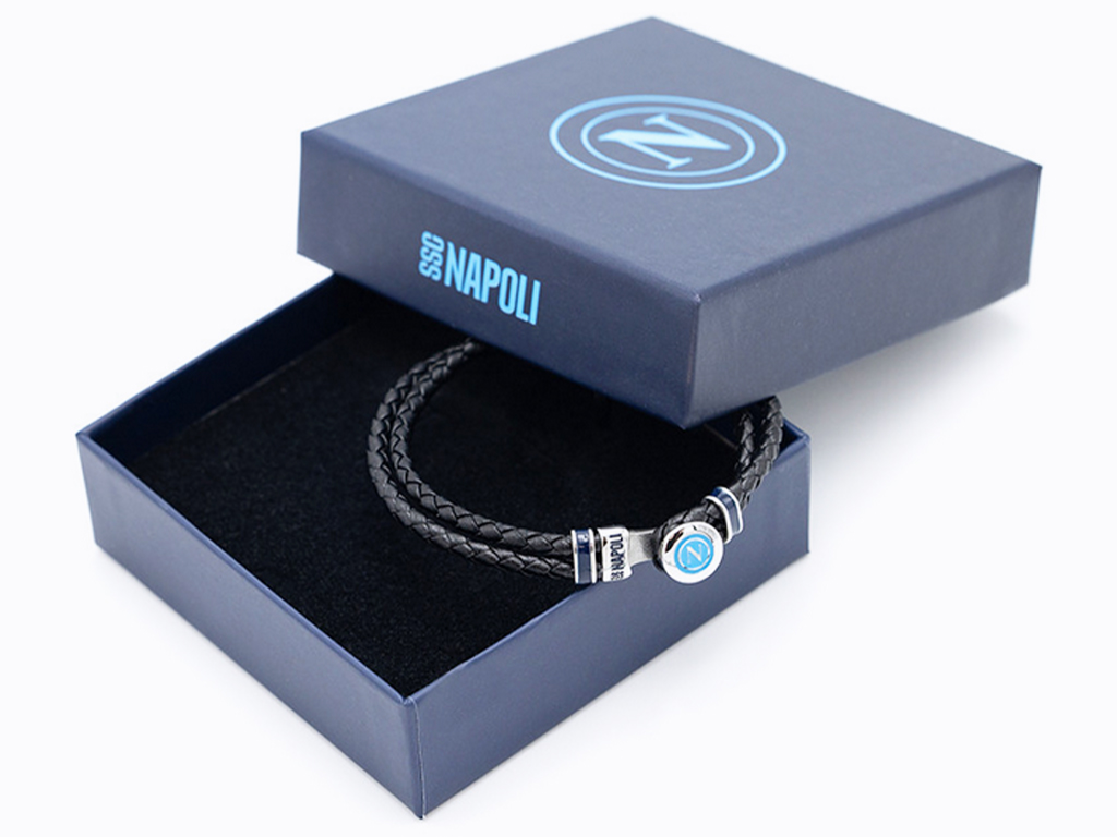 NAPOLI BRACCIALE CUOIO E ACCIAIO, LOGO | Ellepiu